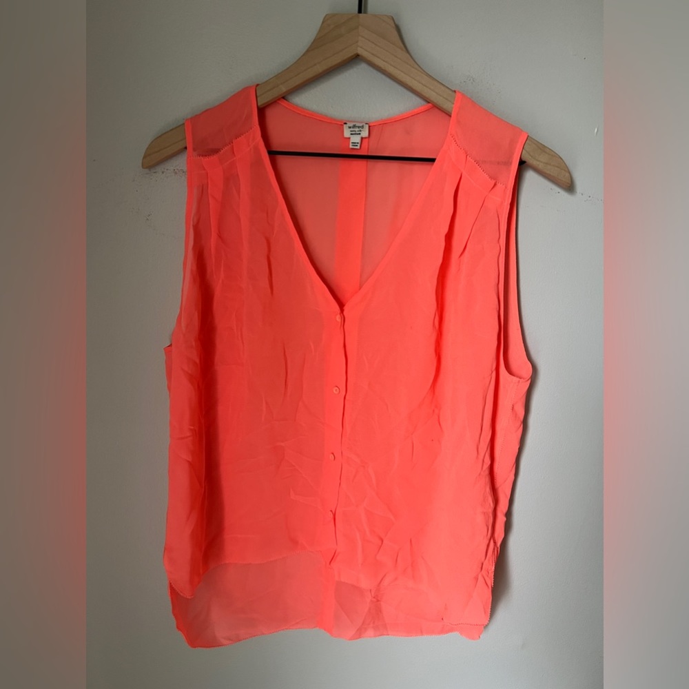 Aritzia Wilfred 100% silk button down tank size medium